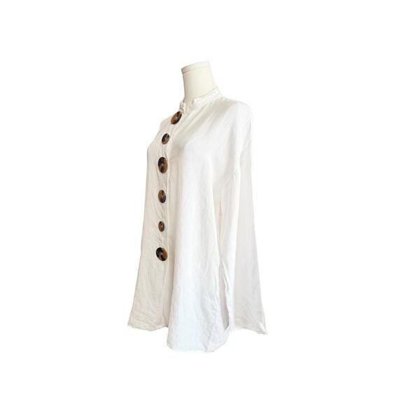 Zara Woman 100% Linen Button Front Tunic Oversized White Size M Made in Portugal - Picture 6 of 9